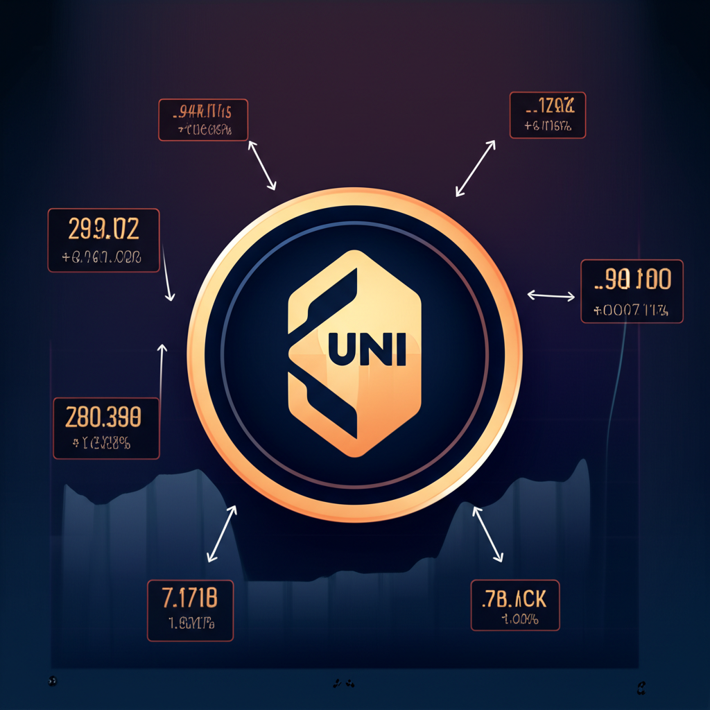 Uniswap 獨角獸標誌與加密貨幣圖表的現代設計