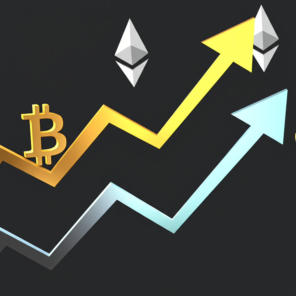 一張顯示加密貨幣價格上漲趨勢的圖表